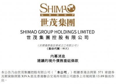 ​世茂集团公布境外债务重组方案，涉及短期工具、长期工具等四种选项