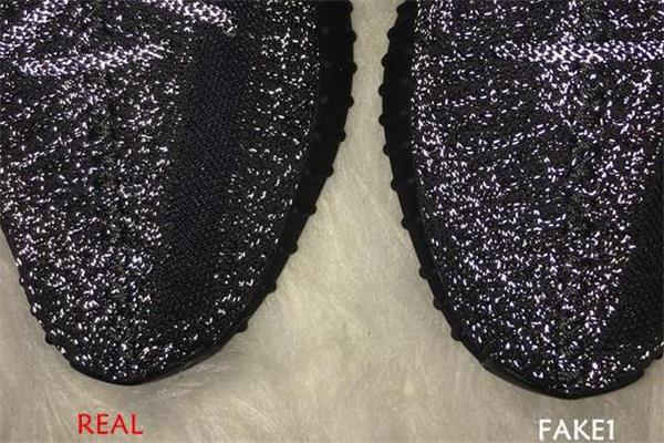 yeezy350黑色满天星真假对比 椰子黑色满天星真假辨别