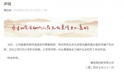 ​刚刚，碧桂园声明：已报案；高管也发声：太无耻了