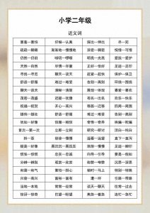 ​二年级语文近义词和反义词总汇