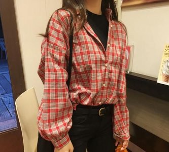 ​红色格子衬衫搭配,红色格子衬衫搭配