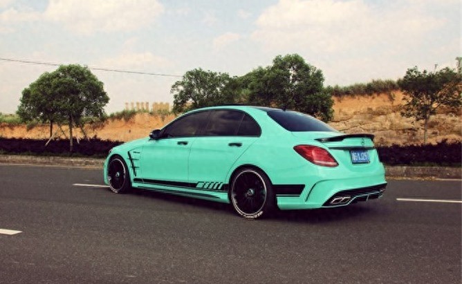 蓝色外观，个性十足，奔驰C200改装案例